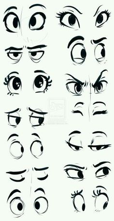 an image of various eyes with different shapes and sizes, all drawn in black ink