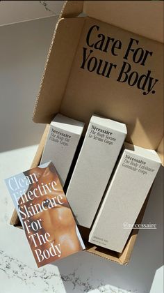 the box contains three skin care products