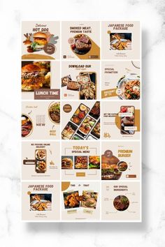 an image of a brochure with different food items on the front and back