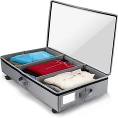 an open suitcase with clothes in it