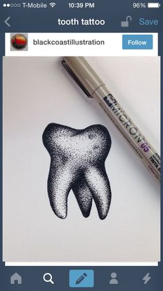 an image of a tooth drawn on paper