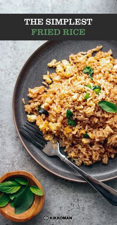 a plate with rice and spinach on it