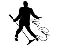 the silhouette of a man holding a cane and wearing a suit with signatures on it