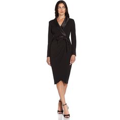 New With Tags, Adrianna Papell Women's Plus Size Knit Crepe Tuxedo Wrap Dress. Color: Black. Size: 14. Fabric Type: 95% Polyester And 5% Elastane. Care Instructions: Dry Clean Only. Closure Type: Zipper. A New Take On The Tuxedo Dress, Designed In Effortless Knit Crepe, With So Many Details To Love: Satin Shawl Collar, Chic Surplice Neckline, Elegant Long Sleeves And Subtle Pleating On The Wrap Skirt. The Soft Crepe Tie At The Waist Makes It Perfect. Satin Shawl, Wrap Dress Black, Tuxedo Dress, Surplice Neckline, Adrianna Papell Dresses, Black Wrap Dress, Adrianna Papell, Shawl Collar, Wrap Skirt