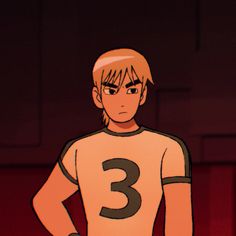 an anime character standing in front of a red background