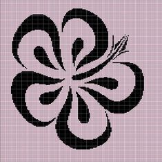 a black and white cross stitch pattern with an abstract flower on it's side