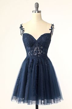 Navy Spaghetti Straps Short Homecoming Dress with Appliques Navy Blue Dress Mini Dress, Short Dresses Navy Blue, Navy Blue Grad Dresses Short, Short Grade 8 Grad Dresses, Dark Blue Party Dress Short, 8th Grade Formal Dresses Short, Short Masquerade Dress, Grade 8 Grad Dresses Short, Grade 8 Grad