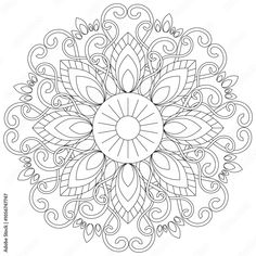 a black and white circular design with swirls on the center, in an intricate manner