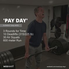 a man lifting a barbell in a gym with the words pay day on it