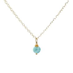 This unique, soft blue Larimar necklace makes your outfit complete!  I carefully hand pick a high quality 6mm Larimar for a light touch of color.  It works great by itself or layered with your other favorite necklaces.   * Larimar is only found in one mine in the world in the Dominican Republic.   * Select Sterling Silver or 14k Gold Fil. * Select Length from 14 to 20 inches at the same price. * This necklace would be a great gift for good friends, birthday, sisters, mothers, graduation, bridesmaids, girlfriend or for yourself. * What is 14k Gold Fill? It contains a thick layer of 14k gold and will last you a lifetime, and it's safe for most people with sensitive skin or allergies. * Clean it periodically with a polishing cloth like you do with sterling silver. * Tracking included. * Handm Everyday Blue Hypoallergenic Necklace, Minimalist Hypoallergenic Blue Necklace, Best Friend Necklace, Larimar Necklace, Best Friend Necklaces, Friends Birthday, Light Touch, Friend Necklaces, Necklace Simple