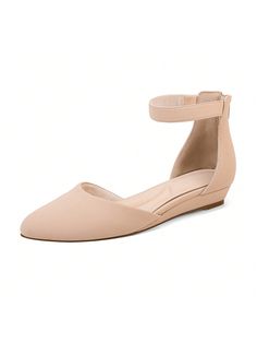 Ballet Flat Shoes For Women With Back Zipper Ankle Strap Low Wedge Heel Cute Flats For Women Back Zipper Comfortable Casual Dress Shoes Work Office Dressy Fashion Outdoor Shoes Black Apricot Apricot Elegant,Glamorous    Plain Ballet,Ankle Strap   Women Shoes, size features are:Bust: ,Length: ,Sleeve Length: Dress Shoes For Work, Preppy Vacation, Shoes For Work, Flat Shoes For Women, Beige Flats, Nude Flats, Low Heel Wedges, Dressy Shoes, Dress Comfortable