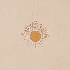 a drawing of a sunflower on a beige background