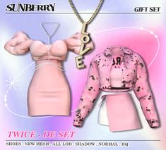 two dresses and a necklace are shown in this ad for sundry's gift set