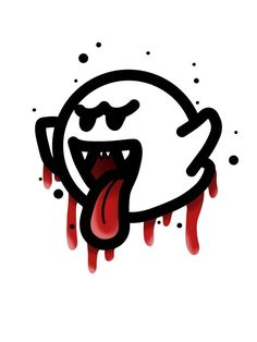 an image of a cartoon character with blood dripping down the side of his face and tongue