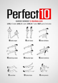 the perfect 10 workout poster shows how to do it