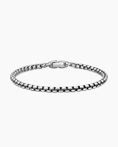 Box Chain Bracelet in Sterling Silver, 3.6mm Mens Chain Bracelet, Amulet Charm, Men's Bracelets, Cable Bracelets, Bead Bangles, Silver Chain Bracelet, High Jewelry, Box Chain, David Yurman