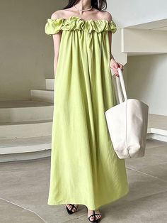 Maxi Dresses Dresses Green, Love Clothing, Maxi Dress Green, Wide Brimmed Hats, Sewing Inspiration, White Green