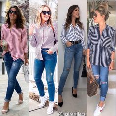 Sneaker Outfits, Clothes For Women Over 50, Sneakers Outfit, Women's Wardrobe, Well Dressed, Preppy Style, Jeans Style, Striped Shirt, Striped Dress