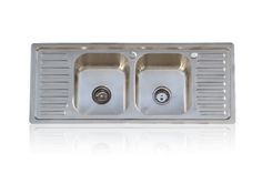 stainless steel double bowl kitchen sink with drainers