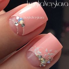 65 Likes, 1 Comments - Lyasha(Ляша Невская)Nevskaya (@lyasha_nevskaya) on Instagram: “💖💖💖#nails #nailart #instagood #instanails #beautynails #nailpolish #shellacnails #girls #nail…” Wedding Nails For Bride, Nails Nailart, Wedding Bride, Diamond Earrings