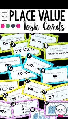 place value task cards with numbers in them