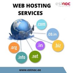 the web hosting services brochure is shown with colorful circles and words surrounding it