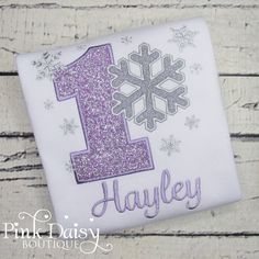 Snowflake Birthday Shirt - Winter ONEderland - Lavender and Silver - Sparkle Snowflake Shirt - First Birthday Outfit - Winter Wonderland Tee *CURRENT PRODUCTION TIME:  Orders ship a FULL 4 WEEKS from purchase date.  If your ship date falls on a weekend or holiday, your order will ship the following business day.  Standard shipping takes approx. 3-5 business days.  Shipping upgrades are available during checkout.  Upgrading your shipping does not speed up the production time.* This listing is for White Tops For Birthday And Winter, White Top For Birthday In Winter, Winter Birthday Outfit, Personalized Birthday Shirts, Winter Onederland, First Birthday Outfits, Pink Daisy, Personalized Embroidered, Birthday Outfit