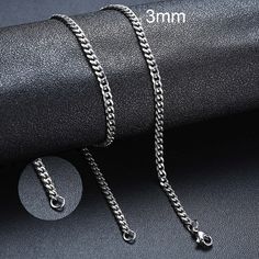 3mm/5mm/7mm Punk Stainless Steel Curb Cuban Link Chain Necklaces for Men and Women &nbsp; This super sleek and luxurious solid stainless steel curb chain featuring its iconic diamond cut links where each link has been intricately faceted at an angle to create a stunning shine. Enhanced with thicken layers of plating for protection against tarnish and finished to a high mirror polish. It comes with a lobster claw closure that makes it easier to secure. Nicely weighted and extremely durable to Chain Chokers, Chain Necklace For Men, Figaro Necklace, Cuban Chain Necklace, Cuban Link Chain Necklaces, Necklace For Men, Cuban Link Chain, Cuban Chain, Chain Choker