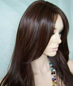 love the color of this wig #hair Dark Brown With Auburn, Brown With Auburn Highlights, Auburn Balayage, Auburn Highlights, Highlights Lowlights, Man Bun, Long Brown Hair, Auburn Hair, Hair Color And Cut