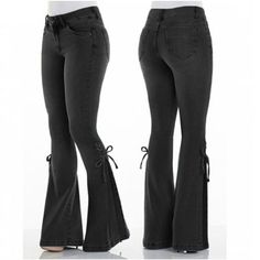 Product Description * Item:Women pants * Condition: 100% Brand New * Color: black, dark blue, light blue * Size:Asian S-4XL * Package:1pc Coats (without any accessories ） Please check the measurements carefully before making a purchase. Please allow 2-4cm discrepancy due to different measurement method. If you are not sure which size to buy, please provide height and weight, we will recommend a suitable size.   XS, Length--103cm | 40.5'', Waist--78cm | 30.7'', Hip--94cm | 36.9'' S, Length--104.5 Elastic Jeans, Womens Ripped Jeans, Vintage Flare, High Waist Fashion, Stretchy Jeans, Bell Bottom, Denim Flares, Denim Trousers, Flared Jeans