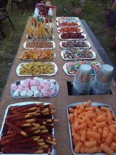 a long table filled with lots of food