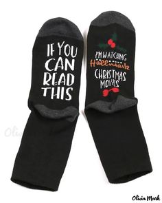 Olivia Mark - 1 par de calcetines con estampado de letras navideñas Funny Letter Print Socks Gift, Funny Letter Print Socks As Gift, Black Winter Socks For Gift, Black Winter Socks As Gift, Black Winter Socks For Gifts, Christmas Letter, Print Socks, Collar Tshirt, Christmas Lettering