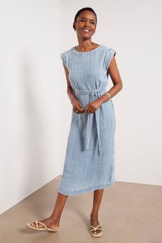 FAHERTY Dream Cotton Dress | EVEREVE Cotton Maxi Dress With Tie Waist For Daywear, Belted Summer Midi Dress For Daywear, Summer Belted Midi Dress For Daywear, Casual Belted Maxi Dress For Summer, Spring Daywear Cotton Gauze Maxi Dress, Spring Cotton Gauze Maxi Dress For Daywear, Breezy Cotton Midi Dress For Day Out, Cotton Midi Dress With Tie Waist For Brunch, Casual Belted Linen Dress For Daywear