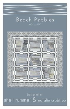 the beach pebbles quilt pattern is shown in grey and white