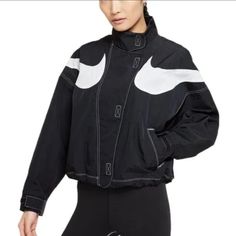 Nike Women’s Sportswear Swoosh Repel Woven Oversized Jacket Dd5584/Dr6132-010 Nike Fleece Outfit, Oversized Functional Activewear For Sports, Oversized Casual Track Jacket For Sports, Nike Fall Track Jacket For Workout, Nike Fall Workout Track Jacket, Nike Sporty Outerwear For Workout, Nike Oversized Sporty Activewear, Oversized Nike Athleisure Activewear, Sporty Track Jacket For Streetwear