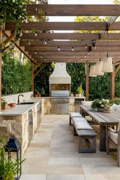 Outdoor Kitchen Detached, Country Style Outdoor Area, Craftsman Outdoor Kitchen, Outdoor Kitchen And Living Room, Outdoor Farmhouse Kitchen, Outdoor Kitchen Connected To House, Outdoor Kitchen Ideas Uk, Modern Outdoor Entertaining Area, Backyard Patio Kitchen Ideas