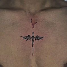 a tattoo on the back of a man's chest