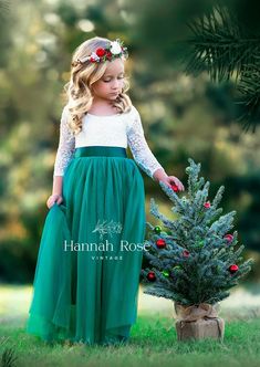 BOHO RUSTIC FLOWER GIRL DRESS MISTLE TOE GREEN – Hannah Rose Vintage Boutique Green Flower Girl Dress, Green Tulle Skirt, Green Flower Girl Dresses, Bohemian Wedding Theme, Vintage Flower Girls, Flower Girl Dresses Vintage, Rustic Flower Girl Dress, Boho Flower Girl, Hannah Rose