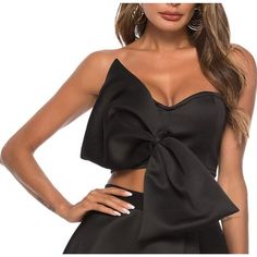 Aomei Women's Bow Tie Tube Tops Bra Strapless Backless Crop Tank Top Small. Condition Is New With Tags. Party Tube Top With Built-in Bra, Elegant Sleeveless Crop Top For Club, Backless Tube Top For Party, Elegant Club Tube Top With Built-in Bra, Backless Party Tube Top, Black Backless Tube Top For Spring, Strapless Crop Top With Built-in Bra For Party, Sleeveless Tube Top With Built-in Bra For Party, Party Crop Tube Top With Built-in Bra