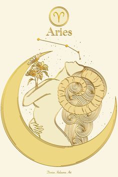 the zodiac sign for aries is depicted in this illustration