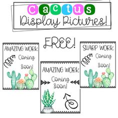 cactus display pictures with free printables to help students learn how to use them