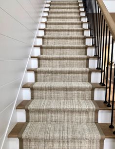 a carpeted staircase leading up to the second floor