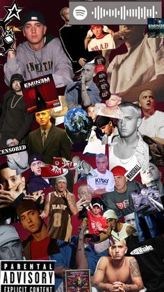 the collage shows many different people in their hats and clothes, including one man with tattoos