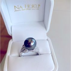 Ring , Tahitian Pearl With Diamonds. Size 7 Beautiful - As A Wedding Ring Or Just For A Beautiful Statement Ring. Never Worn. Travel To Tahiti, Purchased Pearls For Jewelry And Diamond Setting On Band. Beautiful! Protection Ring, Diamonds Ring, Ring Color, Diamond Settings, Tahitian Pearls, Tahiti, Statement Ring, Diamond Rings, A Wedding