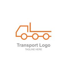 an orange transport truck logo on a white background