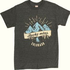 a t - shirt with the words rocky mountains colorado on it