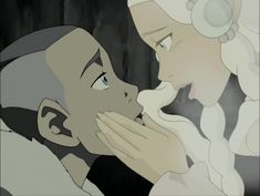 an animated image of two people kissing each other