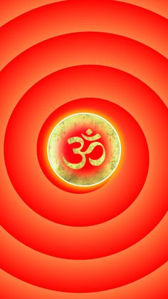 an image of the om shan symbol in red and orange