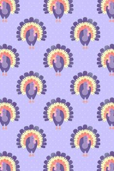 a purple and orange turkey pattern with polka dots