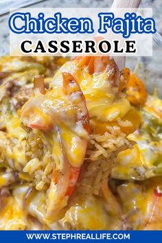 chicken fajita casserole is an easy and delicious dinner that's ready in under 30 minutes